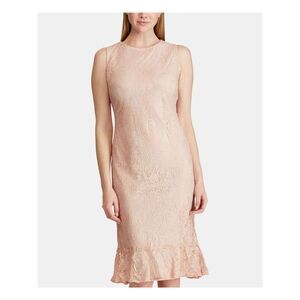 AMERICAN LIVING Womens Pink Sleeveless Jewel Neck Midi Sheath Dress Size: 2